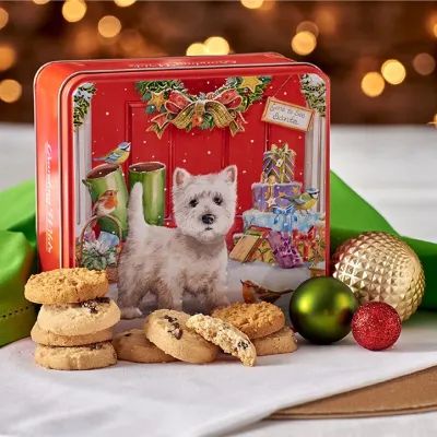 Μπισκότα Βουτύρου σε Δύο Γεύσεις (Τζίντζερ-Λεμόνι Και Chocolate Chip) Σε Μεταλλικό Κουτί Scottie Dog with Wellies Grandma Wild's 300gr